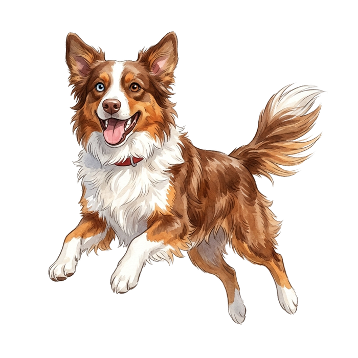 Illustration of Koda, Cody's Australian Shepherd