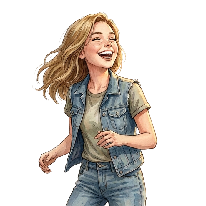 Illustration of Maddie Briggs laughing